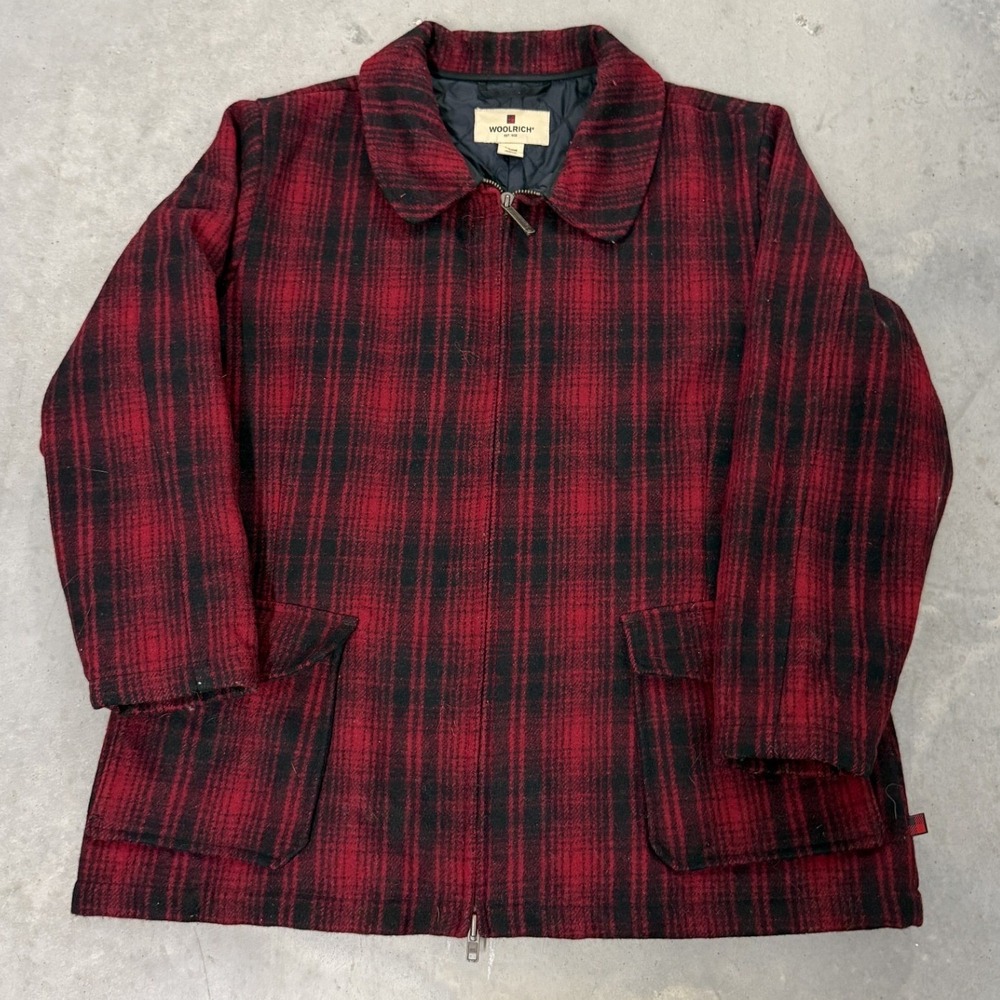 Woolrich Wool Jacket womans 2XL buffalo Plaid Full Zip Quilted Lining